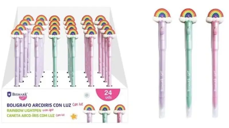 EXP 24 BOLIGRAFO ARCOIRIS CON LUZ