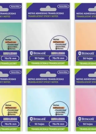 TACO NOTAS ADHESIVO BISMARK TRANSLUCIDO METAL 76X76MM SURTI