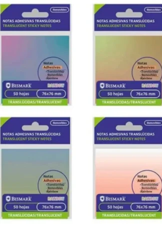 TACO NOTAS ADHESIVO BISMARK TRANSLUCIDO 76X76MM SURTIDO