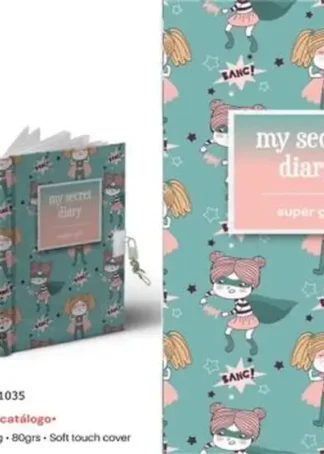 DIARIO A5 CON CANDADO MODELO SUPER GIRL 168H.