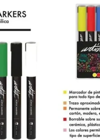 ESTUCHE 6 ROTULADORES ACRYLIC MARKERS COLORES BASICOS