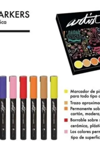 ESTUCHE 12 ROTULADORES ACRYLIC MARKERS COLORES SURTIDOS