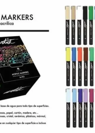 ESTUCHE 36 ROTULADORES ACRYLIC MARKER COLORES SURTIDOS