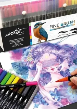 ESTUCHE 48 ROTULADORES FINE BRUSH DOBLE PUNTA COLORES SURT.