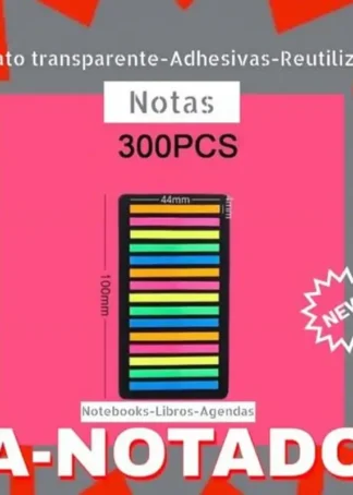 PAQUETE 300 NOTAS SEÑALADORAS ACETATO TRANSPARENTE