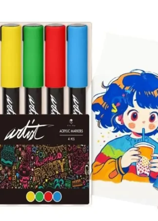 ESTUCHE 4 ROTULADORES ACRYLIC MARKERS COLORES PARCHIS