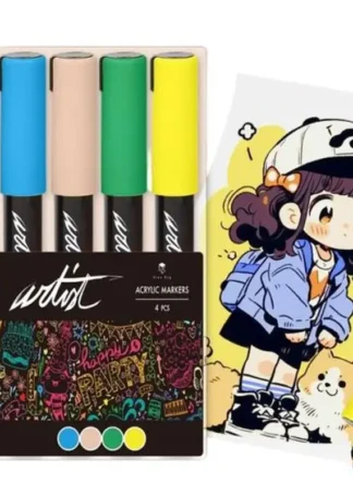 ESTUCHE 4 ROTULADORES ACRYLIC MARKERS COLORES PASTEL