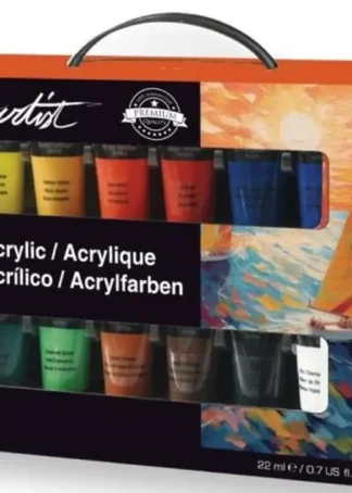 MALETIN 36 BOTES PINTURA ACRILICA 22ML ARTIST COLORES SURT.