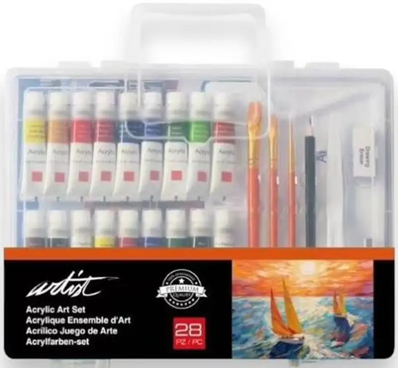 MALETIN INICIACION PINTURA ACRILICA ARTIST CON 28 PIEZAS