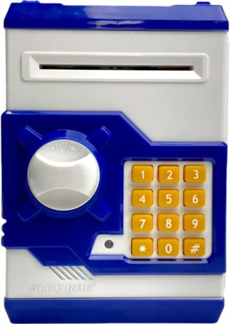 CAJA FUERTE ELECTRONICA FUTBOL BLANCA Y AZUL