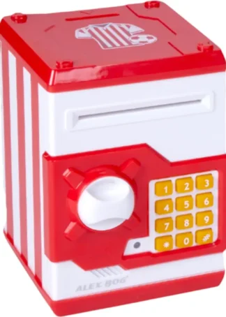 CAJA FUERTE ELECTRONICA FUTBOL BLANCA Y ROJA