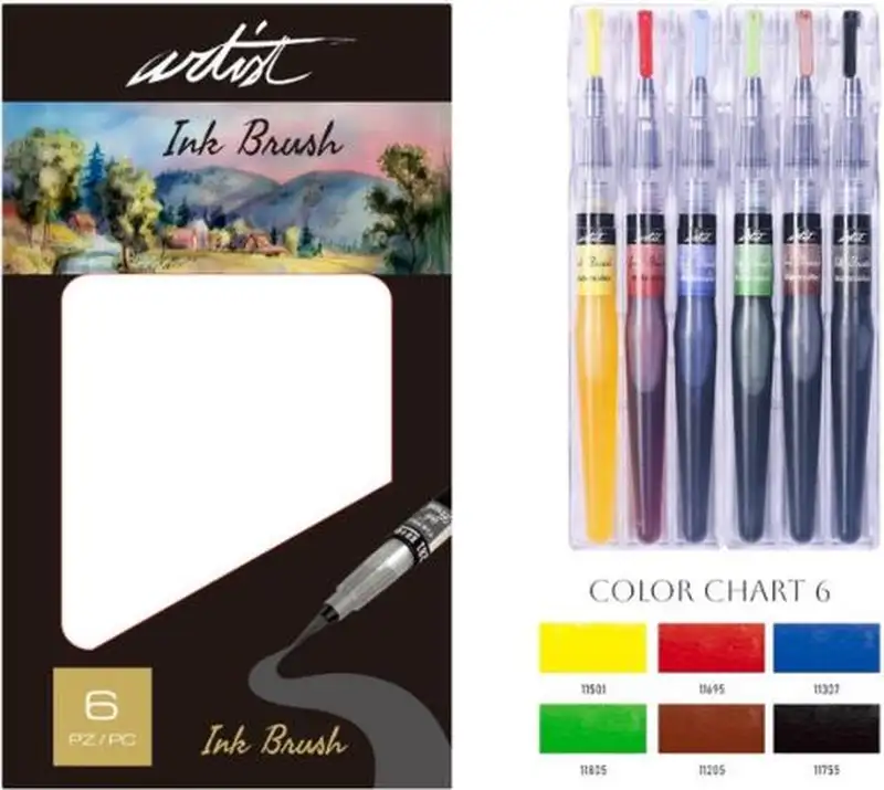 ESTUCHE 6 PINCEL DE TINTA ACUARELABLE ARTIST BRUSH