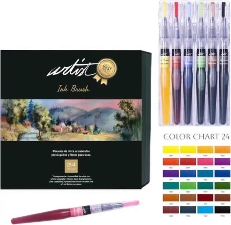 ESTUCHE 24 PINCEL DE TINTA ACUARELABLE ARTIST BRUSH
