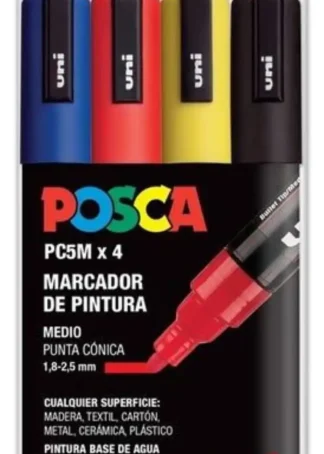 ESTUCHE 4 ROTULADORES POSCA PC5M UNI-BALL COLORES SURTIDOS