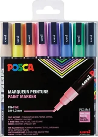 ESTUCHE 8 ROTULADORES POSCA PC1MR UNI-BALL COLORES PASTEL