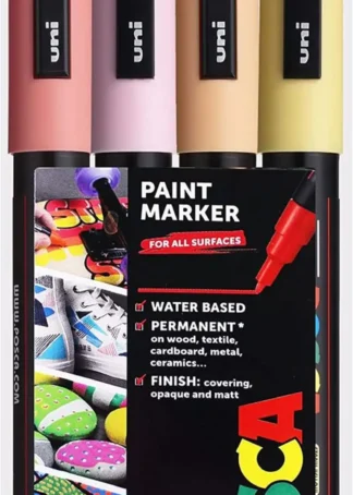 ESTUCHE 4 ROTULADORES POSCA PC3MR UNI-BALL COLORES PASTEL