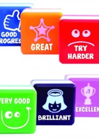 ESTUCHE 6 SELLOS DE MOTIVACION EN INGLES 25X25MM