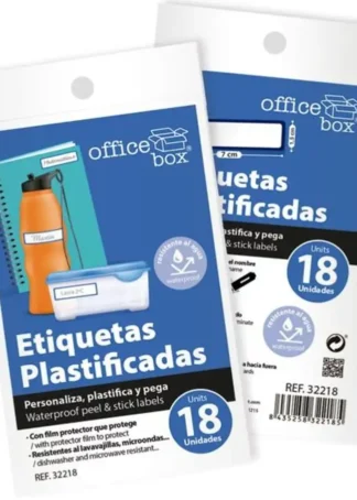 BLISTER 18 ETIQUETAS PLASTIFICADAS 7X1,5 CM PERMANENTES