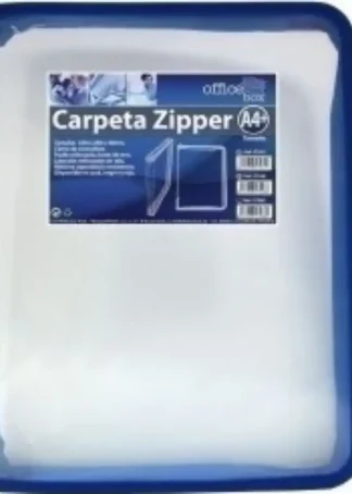 CARPETA ZIPPER A4 CON CIERRE DE CREMALLERA Y RIBETE AZUL