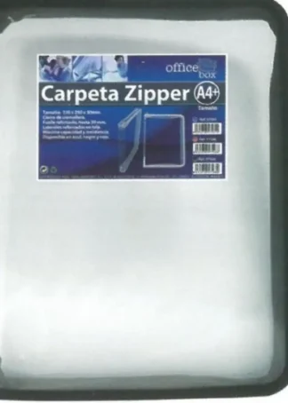 CARPETA ZIPPER A4 CON CIERRE DE CREMALLERA Y RIBETE NEGRO