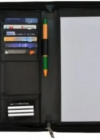 PORTAFOLIO A4+ CON CIERRE DE CREMALLERA NEGRO 350X260X50MM