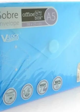 PAQ/10 SOBRE A5 V-LOCK 180X250 MM VELCRO COLOR AZUL