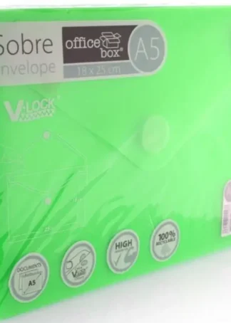 PAQ/10 SOBRE A5 V-LOCK 180X250 MM VELCRO COLOR VERDE