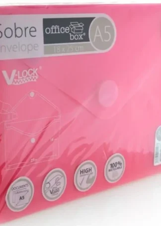 PAQ/10 SOBRE A5 V-LOCK 180X250 MM VELCRO COLOR ROJO