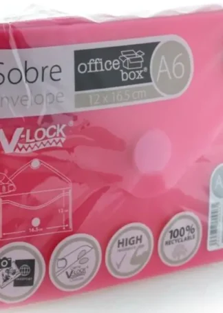 PAQ/10 SOBRE A6 V-LOCK 120X160 MM VELCRO COLOR ROJO