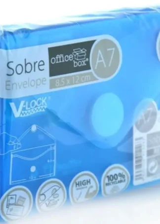 PAQ/10 SOBRE A7 V-LOCK 85X120 MM VELCRO COLOR AZUL