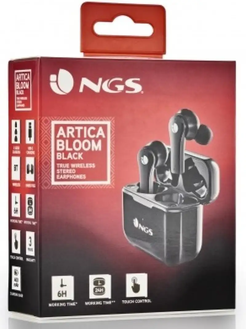 AURICULARES INALAMBRICOS NEGROS 24 HORAS AUTONOMIA USB