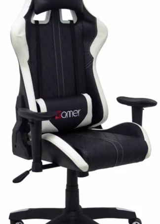 SILLA CON RUEDAS PARAISO GAMING SIMILPIEL NEGRA Y BLANCA