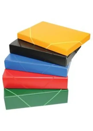 PAQ/2 CARPETA PROYECTOS GOMAS Fº CARTON GOFRADO L. 3CM AZUL