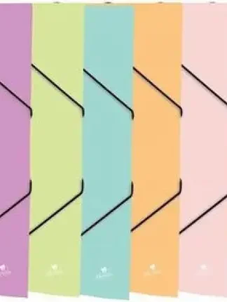 PAQ/8 CARPETA Fº GOMAS Y SOLAPAS CARTON FORRADO COL. PASTEL