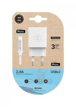 CARGADOR Y CABLE DE DATOS LIGHTNING APPLE BLANCO