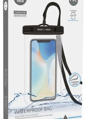 FUNDA IMPERMEABLE AL AGUA CON COLGANTE DE PVC IPX8 NEGRA
