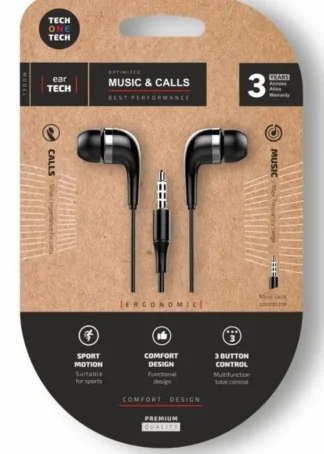 AURICULARES SOFT EARTECH BLACK  INTRAUDITIVOS JACK