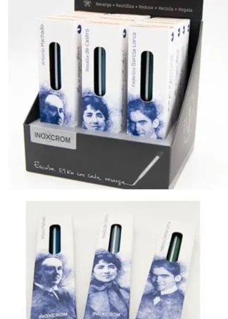 EXP 12 BOLIGRAFO BOOKS ESCRITORES INOXCROM + PUNTO LECTURA