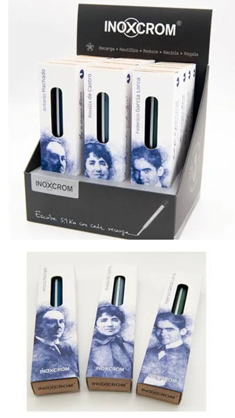 EXP 12 BOLIGRAFO BOOKS ESCRITORES INOXCROM + PUNTO LECTURA