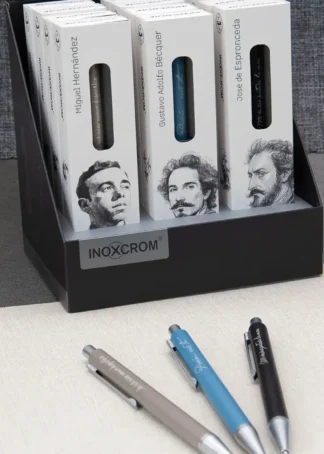 EXP 12 BOLIGRAFO BOOKS POETAS INOXCROM + PUNTO LECTURA