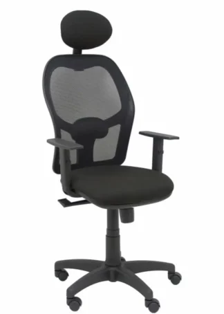 SILLA ALOCEN MALLA NEGRA ASIENTO BALI NEGRO BRAZOS REGUL.