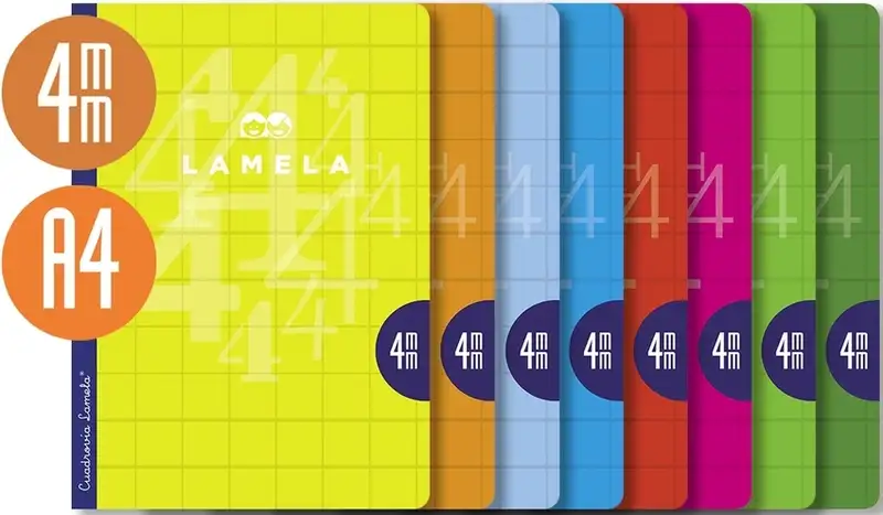 LIBRETA A4 50H 90G CUADROVIA 4MM COLORES SURTIDOS
