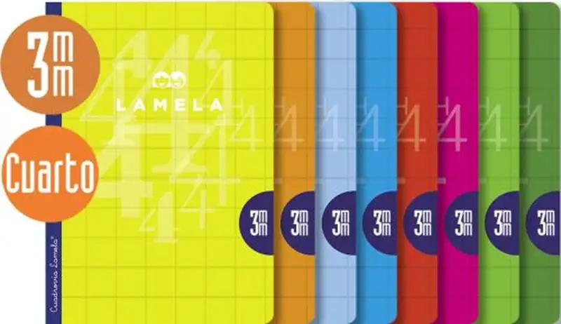 LIBRETA A5 50H 90G CUADROVIA 3MM COLORES SURTIDOS