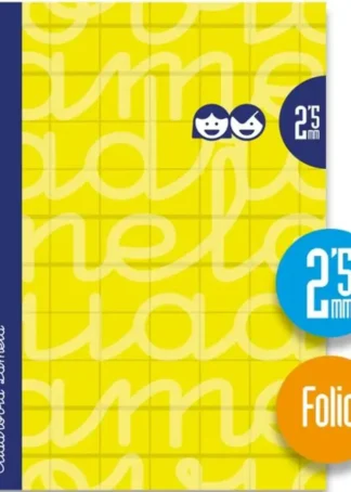 CUADERNO ESPIRAL Fº 80H 90G 2,5MM AMARILLO CUADROVIA EXTRAD