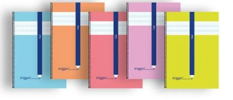 PAQ/5 CUADERNO ESPIRAL Fº 80H 90G 3MM CUADROVIA PP ERIGGAN