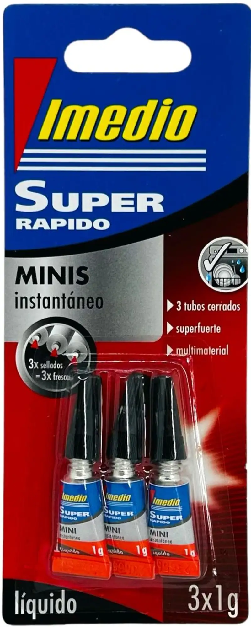 BLISTER 3 TUBOS PEGAMENTO SUPER RAPIDO MINI 1G. IMEDIO