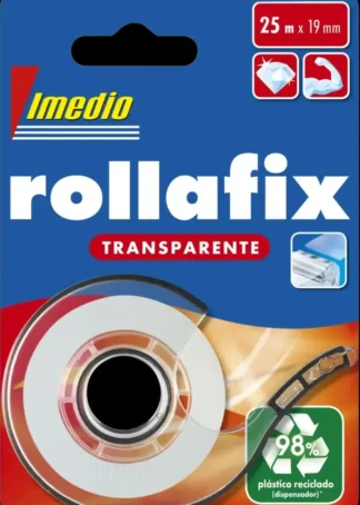 DISPENSADOR CINTA ADHESIVA ROLLAFIX TRANSPARENTE 19MMX25M