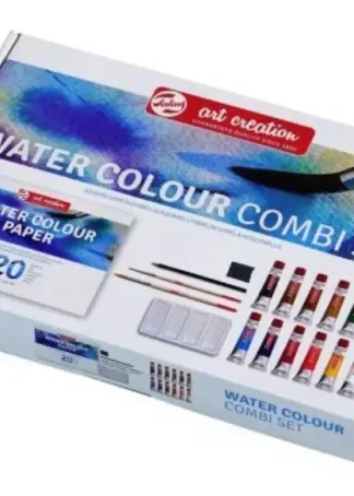 COMBI SET 12 TUBOS ACUARELA 20ML + BLOC A4 Y PINCELES