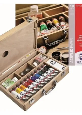 CAJA MADERA 10 TUBOS DE ACRILICO VAN GOGH 40ML 32X24X7CM