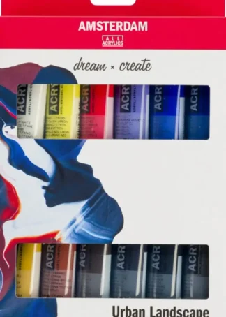 ESTUCHE 12 BOTES ACRILICO AMSTERDAM 120ML COLORES PRIMARIOS